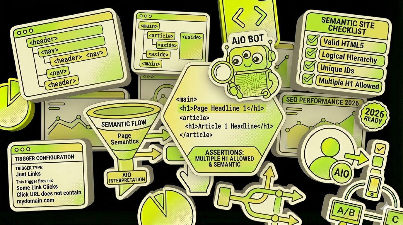 Semantic site structure + multiple H1 on one page (HTML5, SEO, and AIO in 2026)